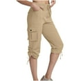 thumbnail image 1 of Xunlbb Summer Sale! Cargo Sweatpants For Women Casual Baggy Cargo Pants Drawstring Comfy Athletic Joggers Pants With Pockets ,Beige L, 1 of 7