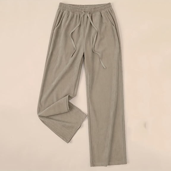 Xunlbb Summer Sale! Women's Loose Wide Leg Pants High Waist Straight Pants Casual Pants ,Gray S