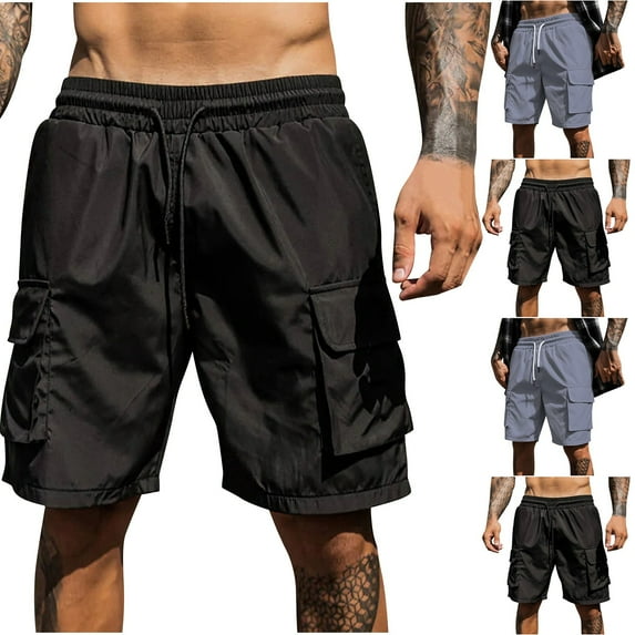 Xunlbb Summer Men's Summer Cargo Shorts Muscle Men's Sports And Casual Shorts Summer Loose Workwear Large Pocket Plus Size Five Quarter Shorts Cargo Sorts for Men, S-2XL