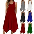 thumbnail image 1 of Xunlbb Womens Dresses Women Solid Casual Dress for Summer Tank Dress Loose Flowy Beach Dress with Pockets Hankerchief Flare Midi Sundress S-2XL, 1 of 5