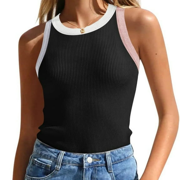 Xunlbb Summer Tops for Women Breathable Stretchy Camisole Sleeveless Strap Fit Lightweight Solid Tank Top Casual Vacation Holidays Outfits
