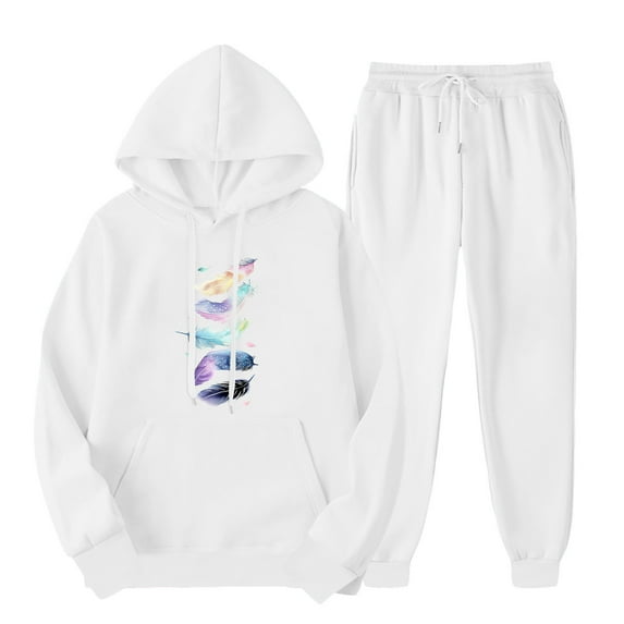 Xunlbb Sweat Suits Clearance Outfits Men's And Women's Sports Tracksuits Long Sleeve Pullover Hoodies Sweatshirt Loose Coat And Sweatpants Fall Winter Suit on Clearance