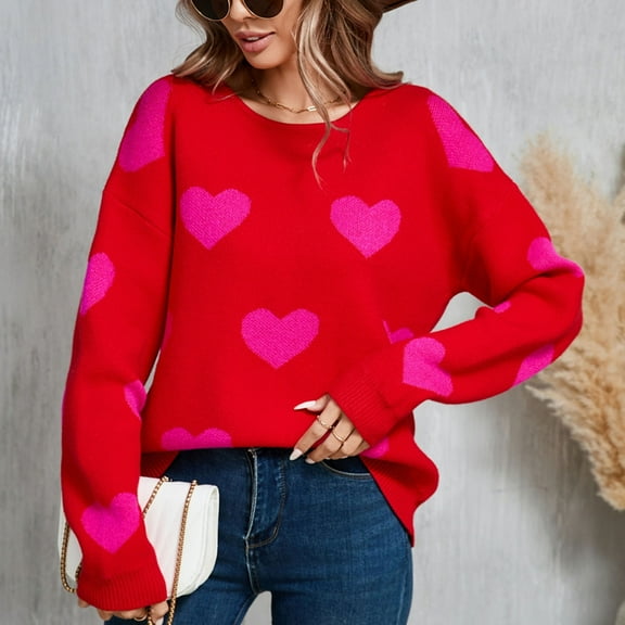 Xunlbb Sweaters for Women, Plus Size Tops for Women, Women's Round- Neck Printing Recreational Pullover Knitting Sweater Sleeve Tops S-XL Gifts for Her