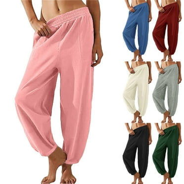 Xunlbb Sweatpants Women's Casual Trousers Solid Color Wide Leg Pants Waist Long Pants With Pocket Sports Pants on Clearance