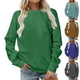 thumbnail image 1 of Xunlbb Sweatshirt for Women,Women Long Sleeves Casual Shirts Color Round Neck Sweatshirt Crewneck Pullover Tunic Tops Fashion,S-3XL, 1 of 5