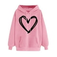 thumbnail image 1 of Xunlbb Sweatshirt for Women,Women's Comfortable Sweater Heart Pattern Printed Women's Hooded Pocket Drawstring Sweater,Size S-2XL, 1 of 4