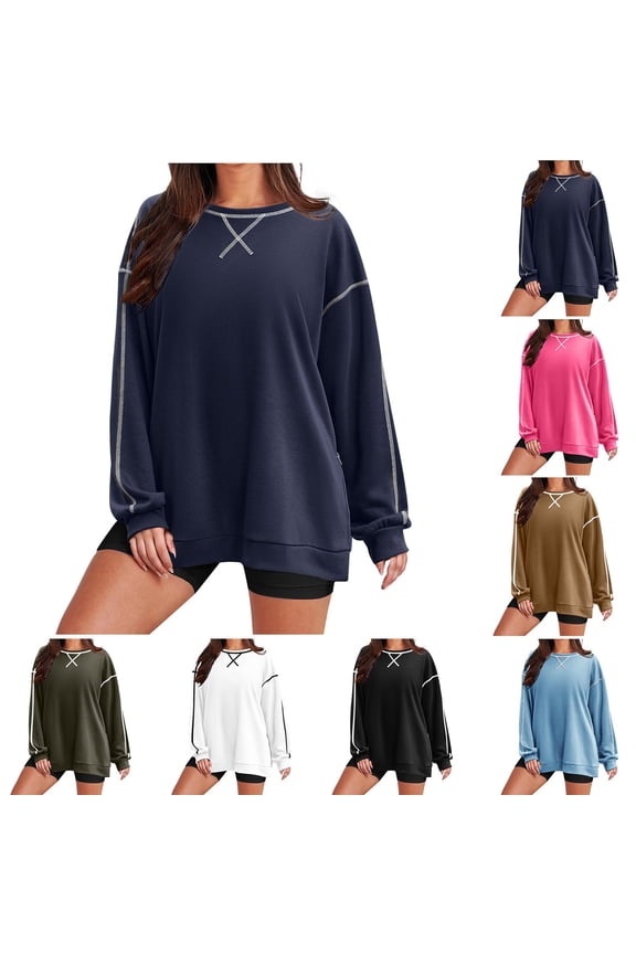 Sweatshirt for Women,Women's Over,d Sweatshirts Long Sleeve Crewneck Side Zipper Pullover Tops 2024 Fall Trendy Clothes Fashion,S-2XL
