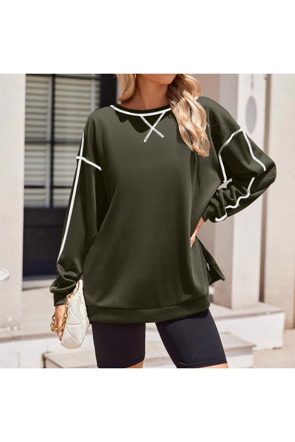 Sweatshirt for Women,Women's Over,d Sweatshirts Long Sleeve Crewneck Side Zipper Pullover Tops 2024 Fall Trendy Clothes Fashion,S-2XL