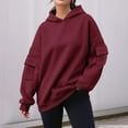 thumbnail image 1 of Xunlbb Sweatshirt for Women,Women's Solid Color Long Sleeved Pocket Loose Hooded Top Sweatshirt,Size S-2XL, 1 of 6