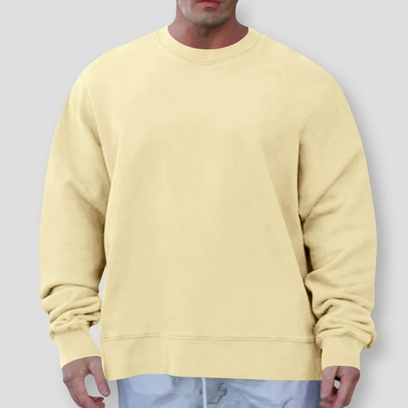 Xunlbb Sweatshirts for Men, Fashionable Men's Solid Color Long Sleeve Round-Neck Blouses Shirts S-3XL