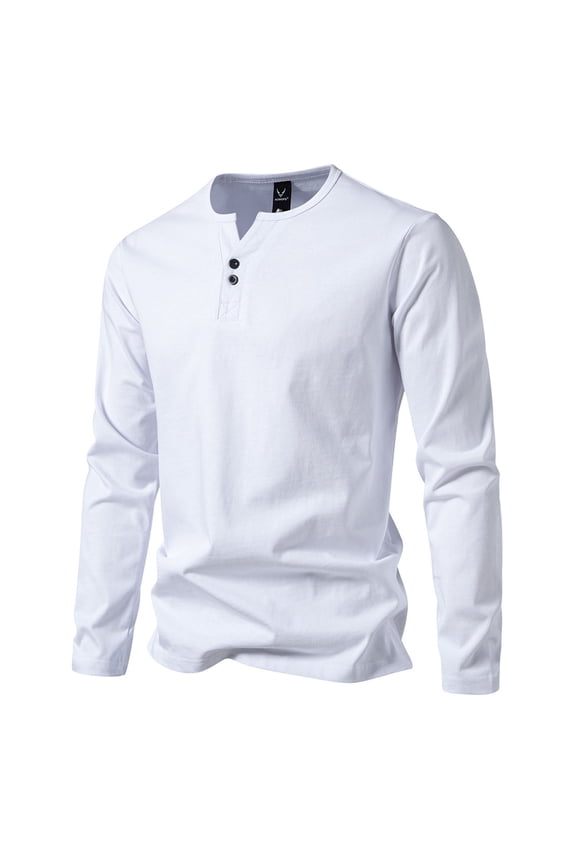 Sweatshirts for Men, Men's Solid Color Casual Fitness Sport Permeability Button V- Neck Long Sleeve Top L-5XL Great Gifts for Less