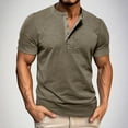thumbnail image 1 of Xunlbb T-Shirts for Men Men's Fashionable Short Sleeved Button Round Neck Casual Solid Color Top on Clearance S-3XL, 1 of 9