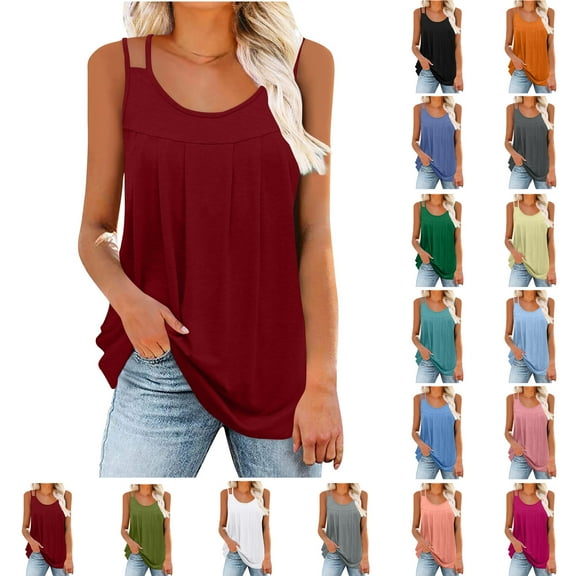 Xunlbb Tank Top for Women Fashion Women's Spring/Summer Casual Round Neck Sleeveless Top Tank Top Summmer Shirts for Women S-2XL