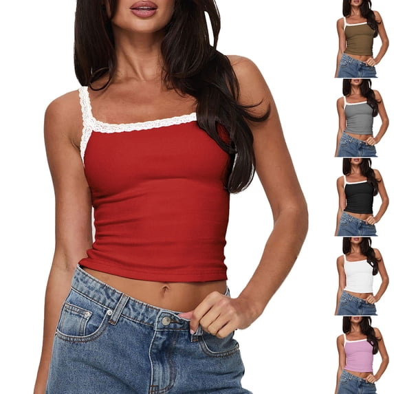 Xunlbb Tank Top for Women New Solid Color Comfortable Lace Sleeveless Tops for Women S-2XL