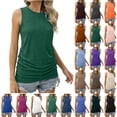 thumbnail image 1 of Xunlbb Tank Top for Women Summer Women Solid Color Round Neck Pocket Sleeveless Casual Tee Tank Summmer Shirts for Women S-5XL, 1 of 9