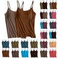 thumbnail image 1 of Xunlbb Tank Tops with Built in Bra Womens 2pc Solid Color Adjustable Slim Camisole Tank Top Without Steel Ring Underwear Yoga Sports Tank Summmer Shirts for Women S-4XL, 1 of 3