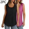 thumbnail image 1 of Xunlbb Tops for Women 2PCSummer Women Solid Color Round Neck Sleeveless Casual Tee Tank Beach Vacation Clothes for Women S-5XL, 1 of 9