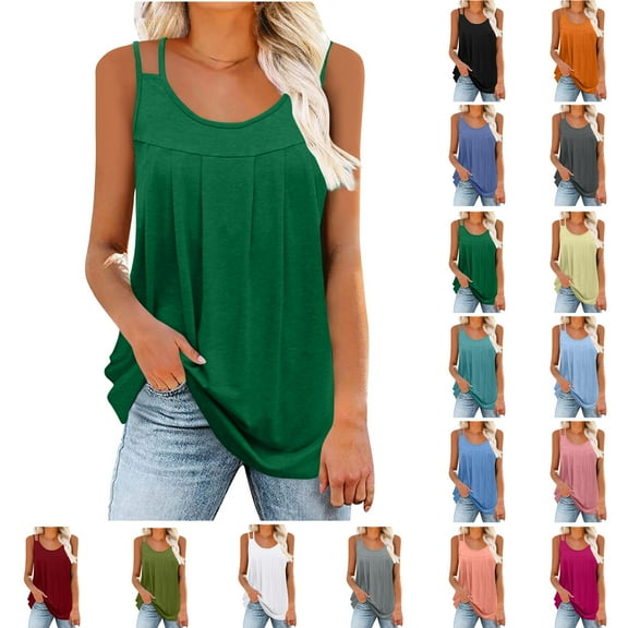 Xunlbb Tops for Women Under $5 Fashion Women's Spring/Summer Casual Round Neck Sleeveless Top Tank Top Sleeveless Tops for Women Under $5 S-2XL