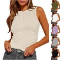 thumbnail image 1 of Xunlbb Tops for Women Under $5 Summer Women Solid Color Round Neck Pocket Sleeveless Casual Tee Tank Beach Vacation Clothes for Women S-2XL, 1 of 8