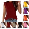 thumbnail image 1 of Xunlbb Tops for Women Under $5 Women's Fashion Casual Solid Color Sleeveless Round Neck Tank Top Summmer Shirts for Women S-2XL, 1 of 7