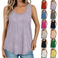 thumbnail image 1 of Xunlbb Tops for Women Under $5 Womens Summer Round Neck Tank Casual Textured Basic Sleeveless Shirts Sleeveless Tops for Women Under $5 S-2XL, 1 of 9