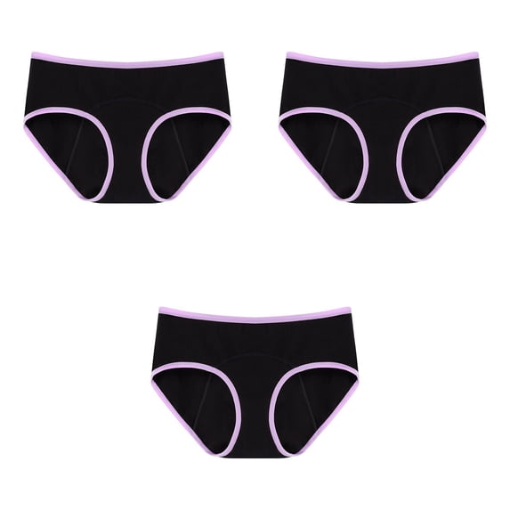 Xunlbb Underwear Women Pack,3PC Women's Large Size Four Layer Physiological Underwear With High Absorption Capacity, Breathable And Leak Proof Medium And Low Waisted Cotton Underwear (Purple XL)