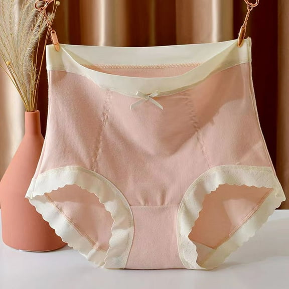 Xunlbb Underwear for Women Cotton Ladies Comfortable Solid Color Large Size Abdominal Panties Hight Waiste Underpants M-3XL on Clearance