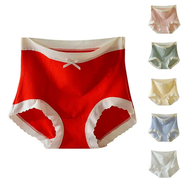 Xunlbb Underwear for Women Cotton Ladies Comfortable Solid Color Large Size Abdominal Panties Hight Waiste Underpants M-3XL on Clearance