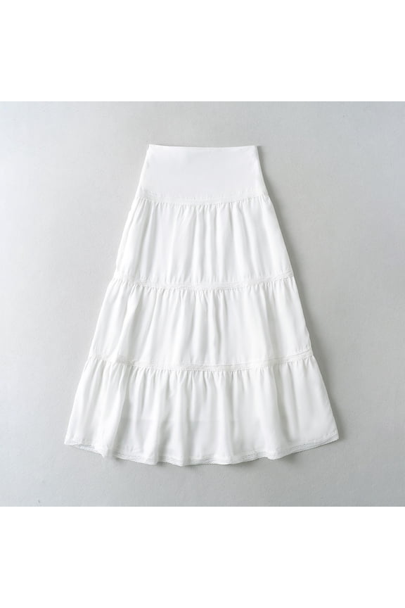 Up to 50% off Midi Skirt, Woman Summer Leisure Lace High Waist A-line Skirt Gift for Girls, Size S-L