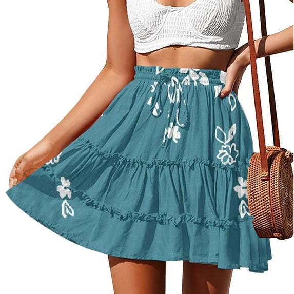 Xunlbb Up to 50% off Plaid Pleated Skirts for Women, Women's Fashion Casual Summer Printed Mid-Calf Skirt Gift for Girls, Size S-3XL