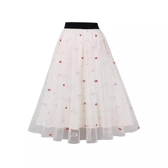 Xunlbb Up to 50% off Women's Long Skirts, Women's Fashion Summertime Fallow Waist In Printing A-line Skirt Gift for Girls, Size S-2XL