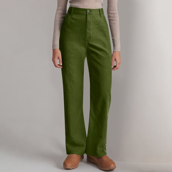 Xunlbb Wide Leg Pants Woman, Women'S Spring Solid Color All Straight Leg Casual Pants ,Army Green S