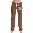 thumbnail image 1 of Xunlbb Wide Leg Scrub Pants for Women, Ladies' Easter Printed Double Pocket Drawstring Pants ,Brown 5XL, 1 of 5