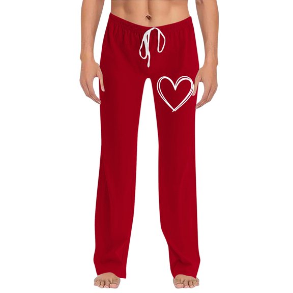 Xunlbb Wide Leg Scrub Pants for Women, Ladies' Fashion Printed Pants For Valentine's Day ,E 4XL