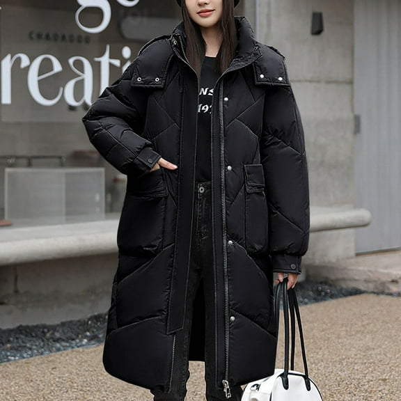 Xunlbb Winter Coats for Women Women Warm Pocket Coat Long Jacket Winter Sleeve Down Parkas,Size M-3XL