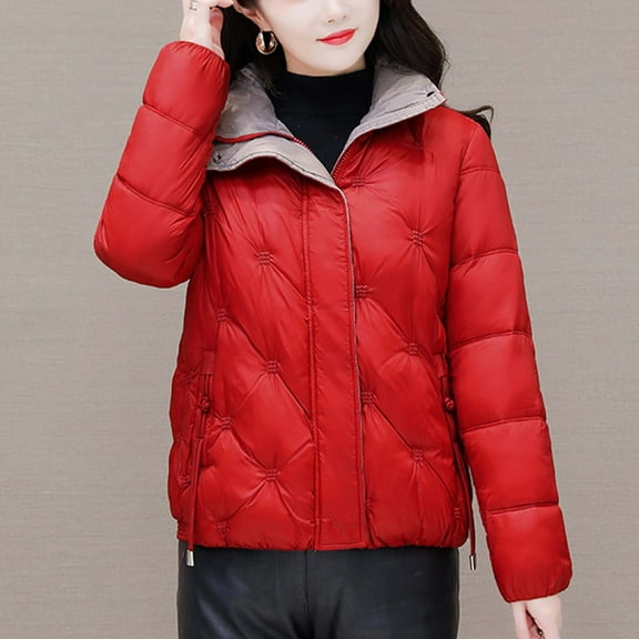 Xunlbb Winter Coats for Women Women Warm Pocket Coat Turn Down Collar Long Jacket Winter Down Parkas,Size M-3XL
