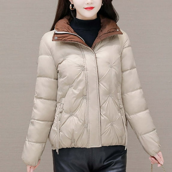 Xunlbb Winter Coats for Women Women Warm Pocket Coat Turn Down Collar Long Jacket Winter Down Parkas,Size M-3XL