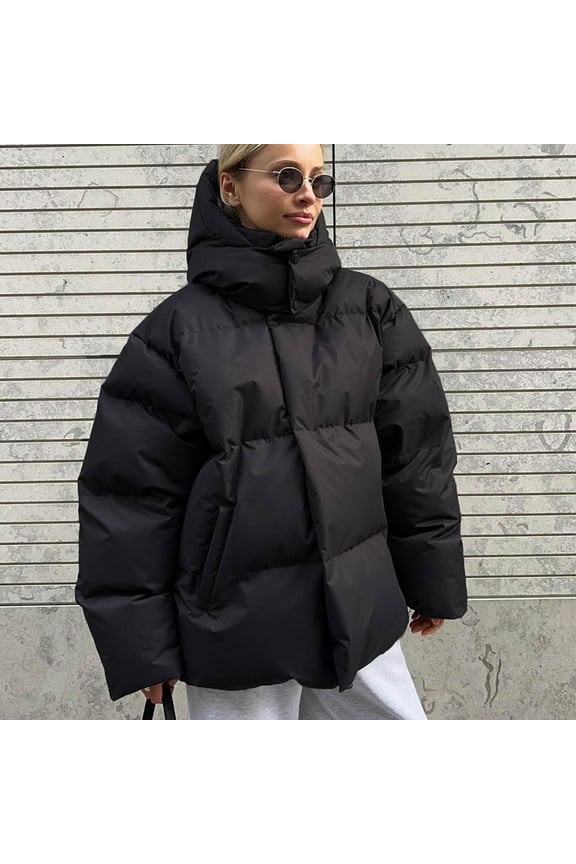 Winter Coats for Women Women's Fall And Winter Loose Cotton Jacket Loose Coat Tops Long-sleeved Cotton Clothes Beat the Chill
