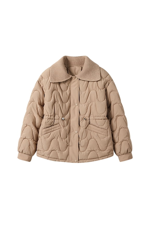 Winter Coats for Women Women's Fashionable Waistband Thickened Cotton Insulation Long Sleeved Down Jacket Jacket Beat the Chill