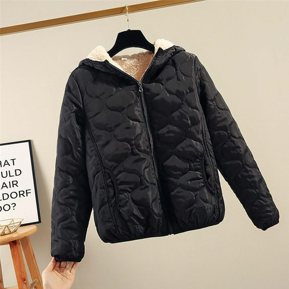 Xunlbb Winter Coats for Women Women's Loose Casual Thickened Warm Short Cotton Jacket Long Sleeved Cotton Jacket,Size M-3XL