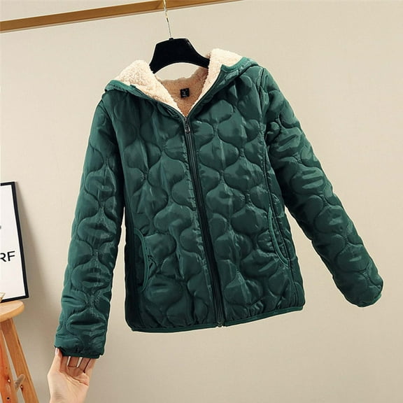Xunlbb Winter Coats for Women Women's Loose Casual Thickened Warm Short Cotton Jacket Long Sleeved Cotton Jacket,Size M-3XL
