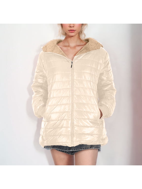 Winter Coats for Women Women's Solid Plus Fleece Cotton Jacket Warm Lamb Fleece Top Coat Sweater Coat,Size S-5XL