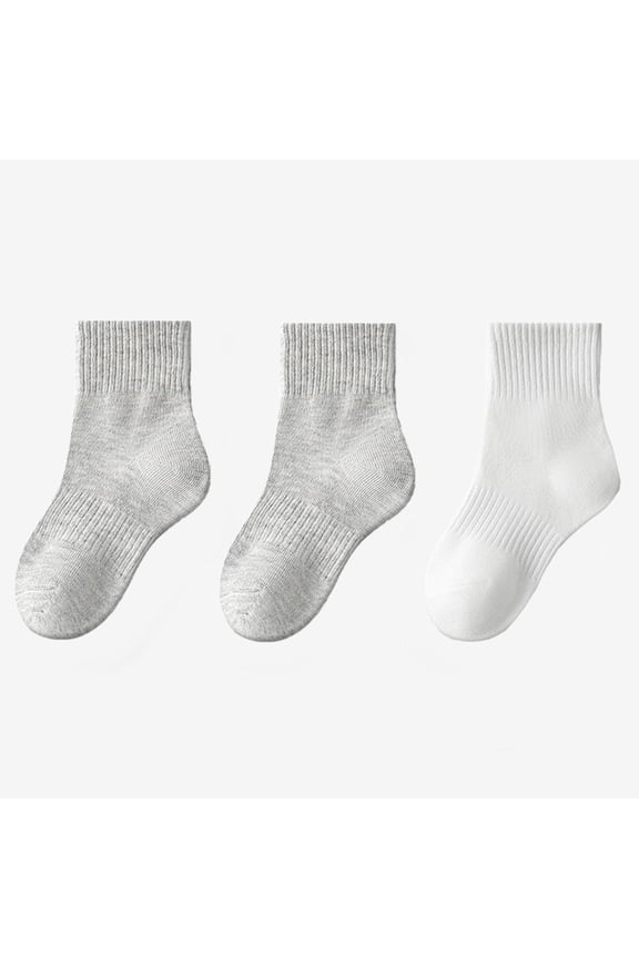 Winter SocksChildren's 3PC Boys And Girls Student Solid Color Cotton Mid LengthTube Socks Sports Socks Sweat Absorbing And Odor Proof Socks Sizes M-2XL