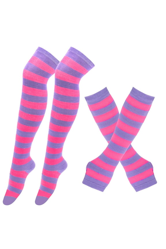 Winter SocksWomen's Long Gloves Knitted Fake Sleeves Exposed Warm Arm Mitten And A Set Of Long Socks Suit Free Size