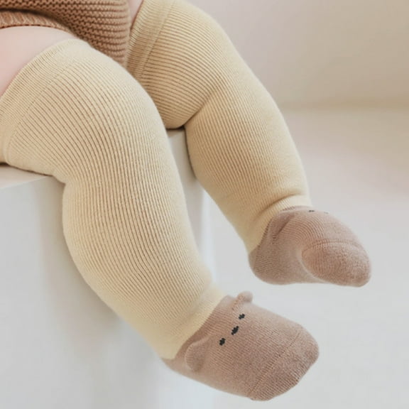 Xunlbb Winter Warm Socks0-3 Years 1 Pair Baby Winter Imitated Fluff Knee High Socks With Color Block Striped Design For Warmth And Protection Sizes XS-M