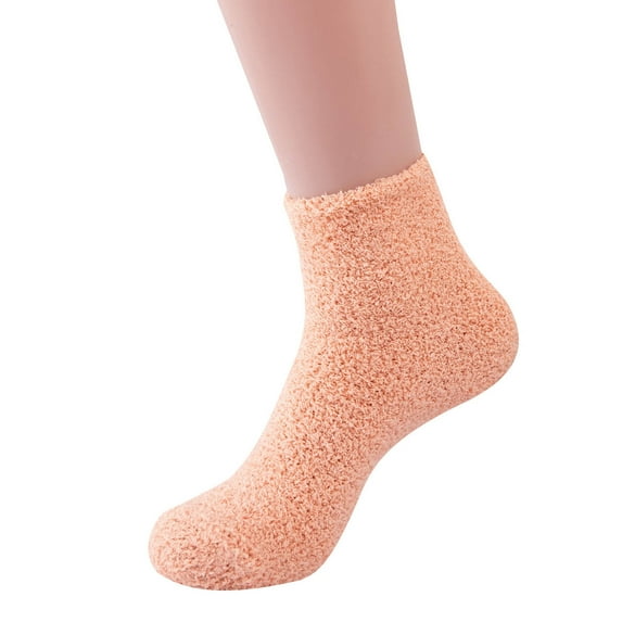 Xunlbb Winter Warm SocksWomen's Solid Color Slippers Socks With No Shedding Hair Coral Fleece Home Sleeping Socks on Clearance