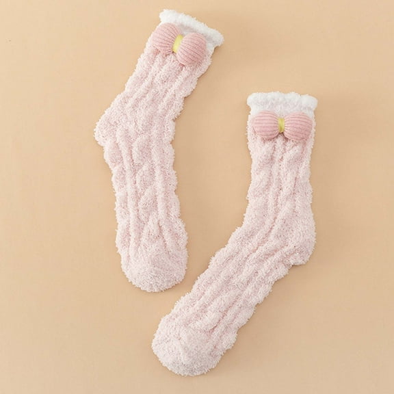 Xunlbb Winter Warm SocksWomen's Thick Warm Wool Socks Floor Sleep Socks Mid-tube Socks Socks Free Size