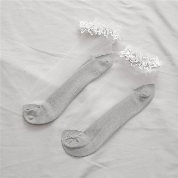 Xunlbb Winter Warm SocksWomen's Thin Short Socks With Lace Mesh Socks Free Size