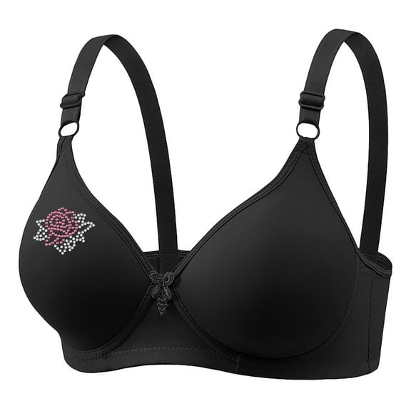 Xunlbb Wireless Bras for Women, Bras for Women No Underwire Women's Non Steel Ring Style Printed Gathered Middle Button Breathable Underwear Daily Bra M-3XL