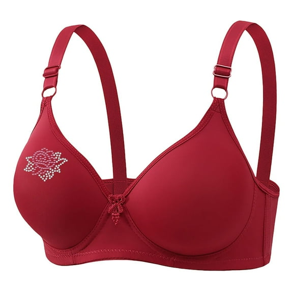 Xunlbb Wireless Bras for Women, Bras for Women No Underwire Women's Non Steel Ring Style Printed Gathered Middle Button Breathable Underwear Daily Bra M-3XL